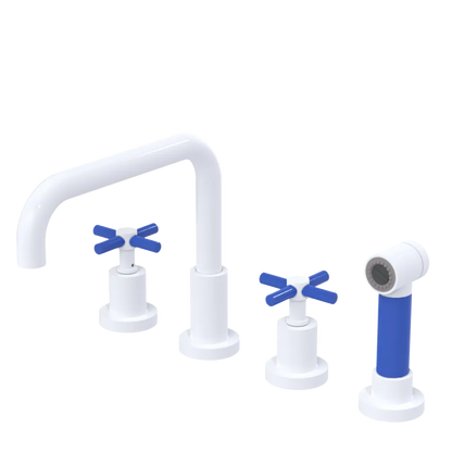 Rubinet Widespread Kitchen Set with Hand Spray White