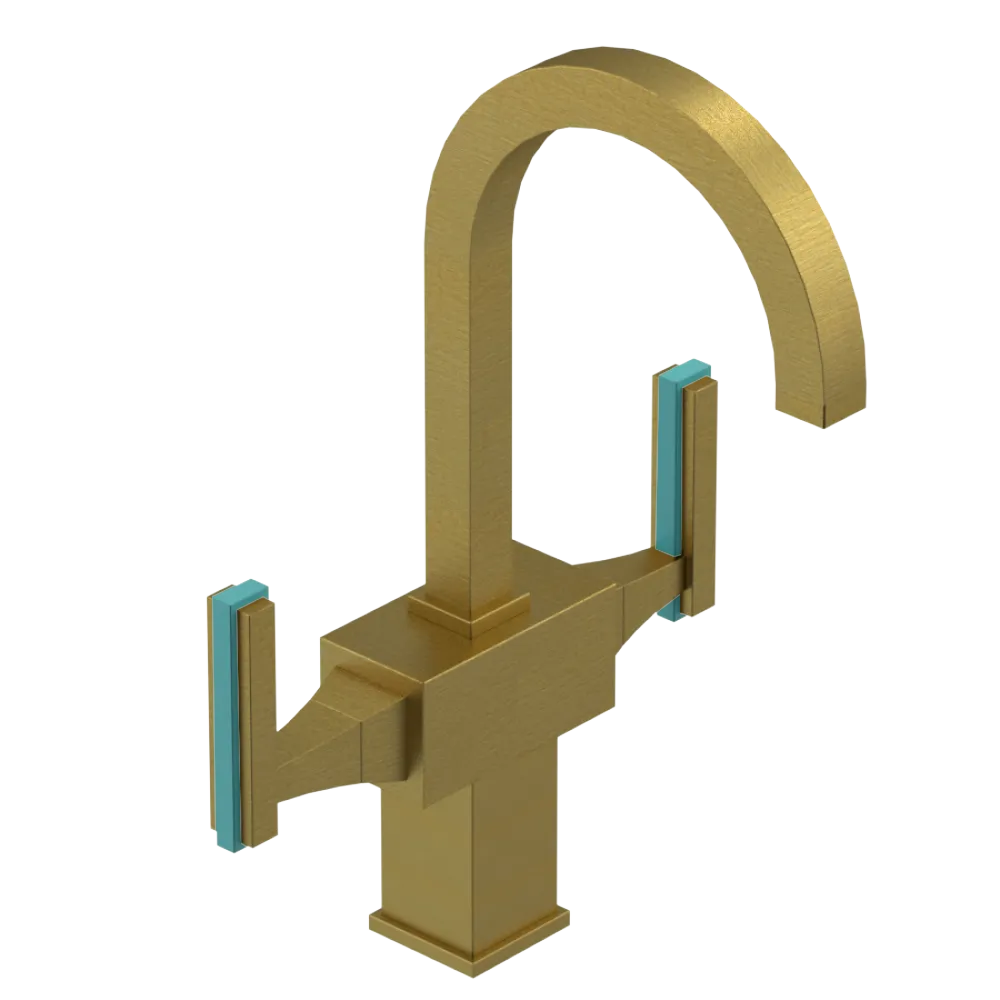 Rubinet Single Hole Dual Handle Lav. Set. (less drain) Antique Brass Matt