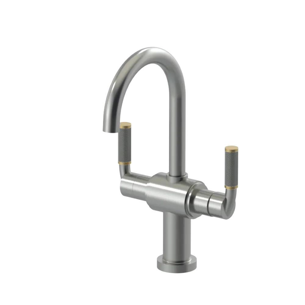 Rubinet Single Hole Dual Handle Lav. Set. (less drain) Satin Nickel