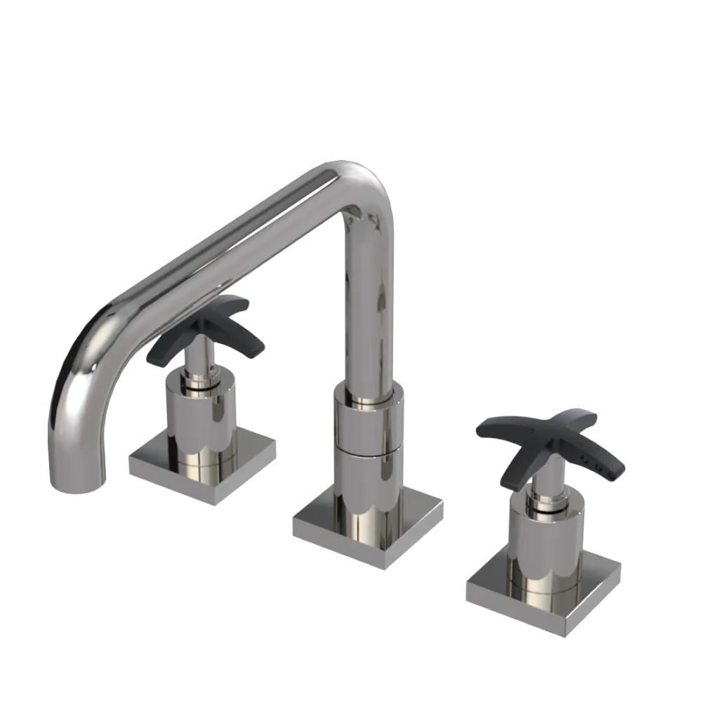 Rubinet Widespread Kitchen Set with Genesis Spout Polished Nickel