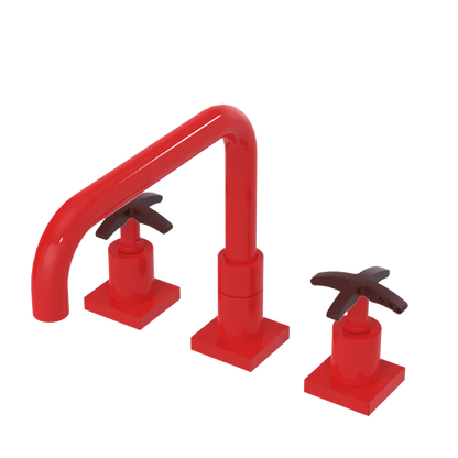 Rubinet Widespread Kitchen Set with Genesis Spout Red