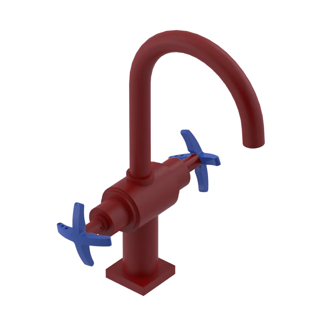 Rubinet Single Hole Dual Handle Lav. Set. (less drain) Maroon