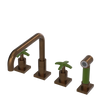 Rubinet Widespread Kitchen Set with Genesis Spout with Hand Spray Tuscan Brass