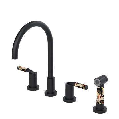 Rubinet Widespread Kitchen Set with Hand Spray Matt Black