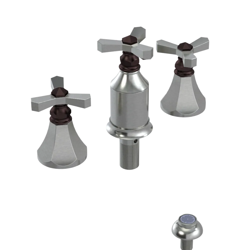 Rubinet Bidet Fitting with Spray, Diverter, and Vacum Breaker (Less Drain) Satin Nickel