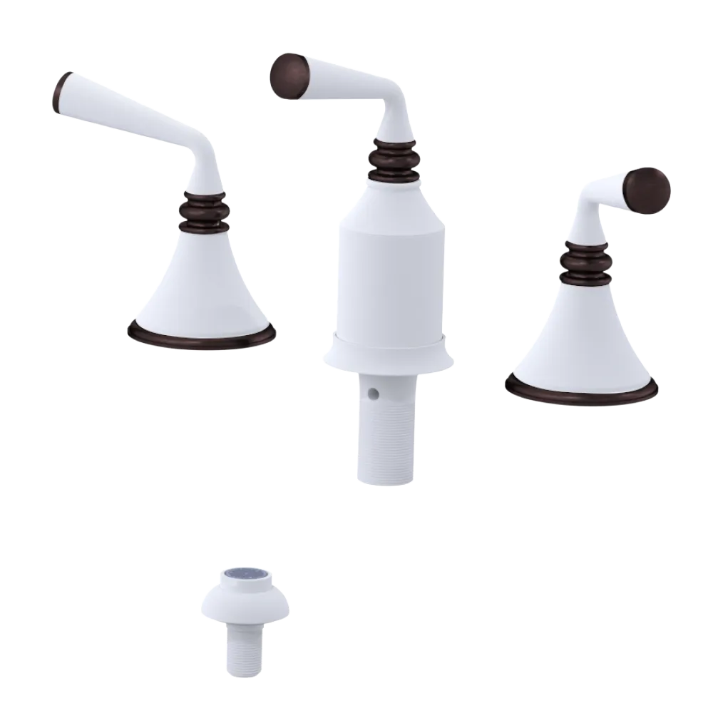 Rubinet Bidet Fitting with Spray, Diverter, and Vacum Breaker (Less Drain) Matt White