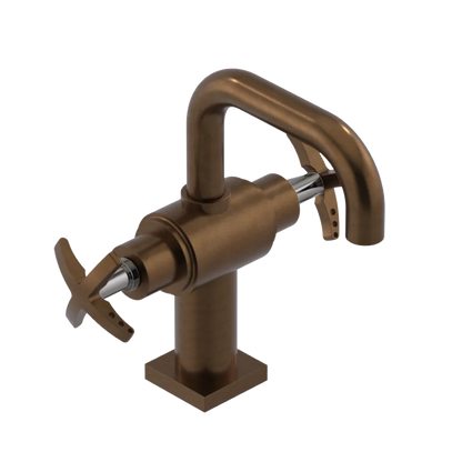 Rubinet Single Hole Dual Handle Lav. Set. with Genesis spout (less drain) Tuscan Brass