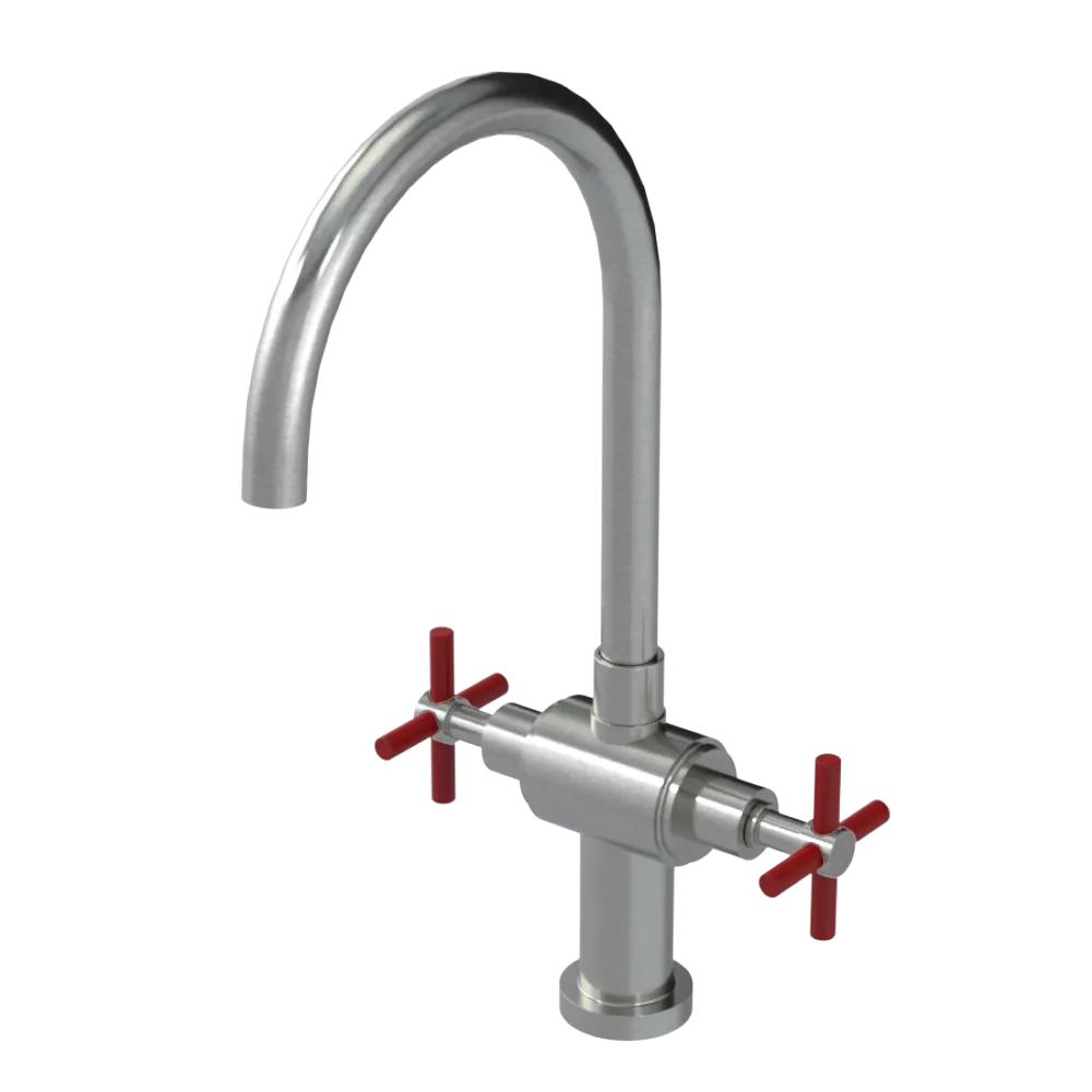 Rubinet Two Handle Single Hole Kitchen Set with LaSalle Spout Satin Nickel