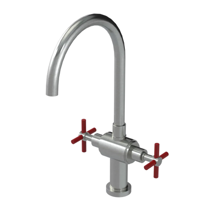 Rubinet Two Handle Single Hole Kitchen Set with LaSalle Spout Satin Nickel