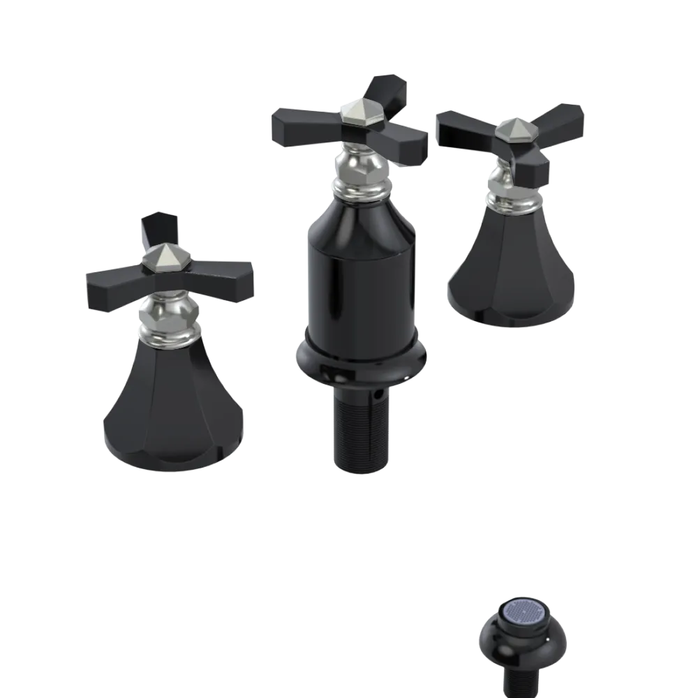 Rubinet Bidet Fitting with Spray, Diverter, and Vacum Breaker (Less Drain) Black