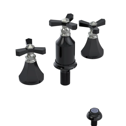Rubinet Bidet Fitting with Spray, Diverter, and Vacum Breaker (Less Drain) Black