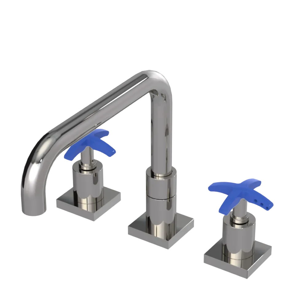 Rubinet Widespread Kitchen Set with Genesis Spout Polished Nickel