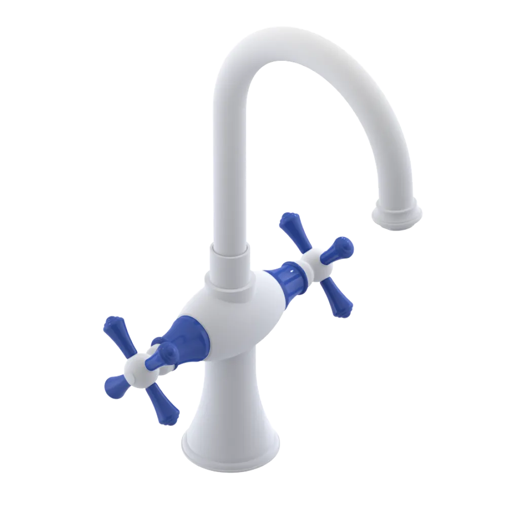 Rubinet Single Hole Dual Handle Lav. Set. (less drain) Matt White