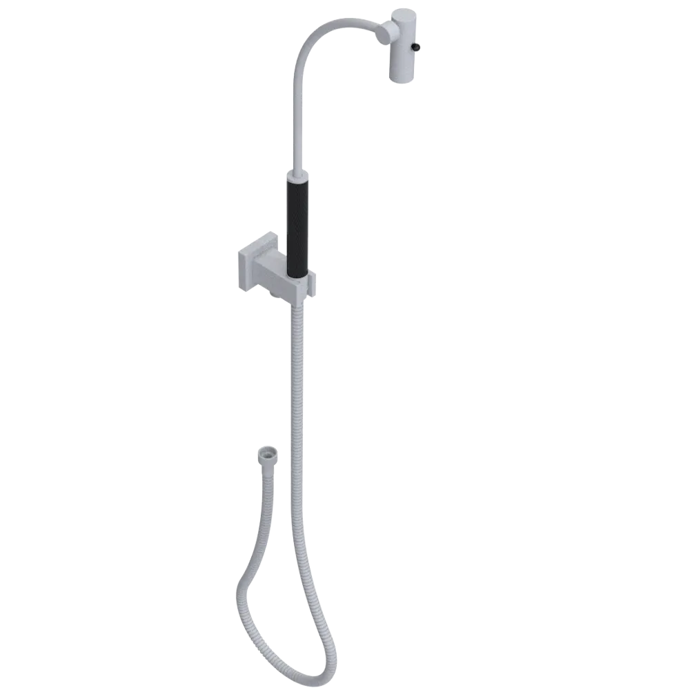 Rubinet Hand Held Shower Bidet with Extended Reach & Dual Function Spray Including Wall Bracket with Supply & Hose (Square) Matt White