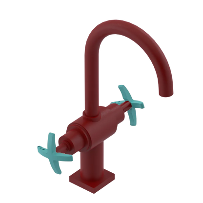 Rubinet Single Hole Dual Handle Lav. Set. (less drain) Maroon