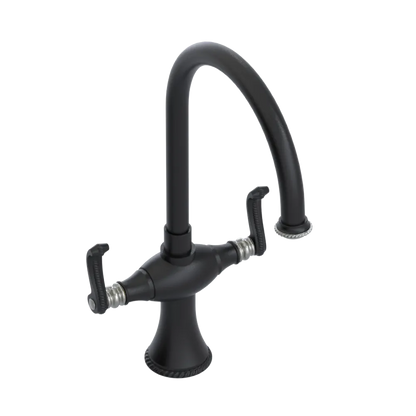 Rubinet Two Handle Single Hole Kitchen Set Matt Black