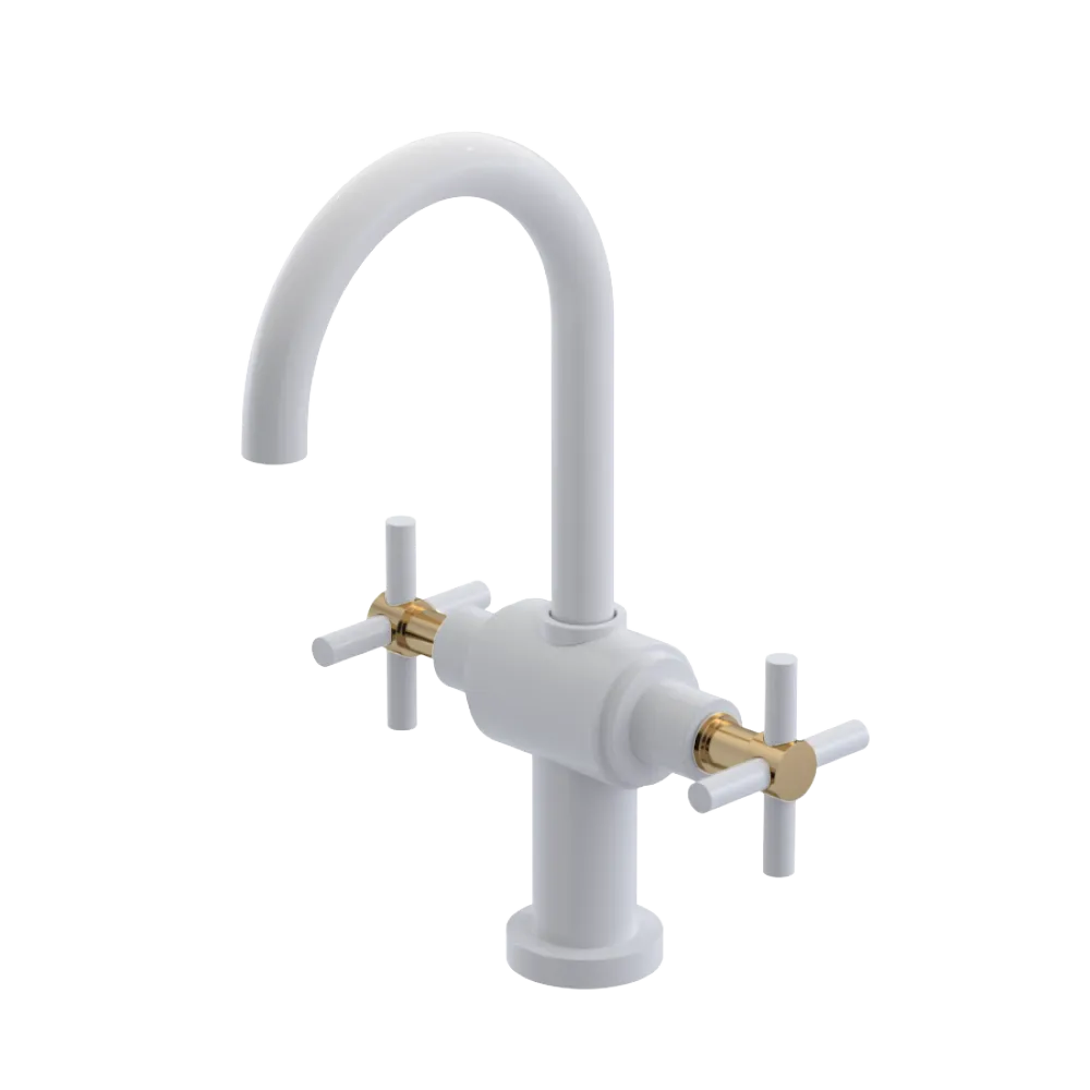 Rubinet Single Hole Dual Handle Lav. Set with LaSalle Spout (less drain) White