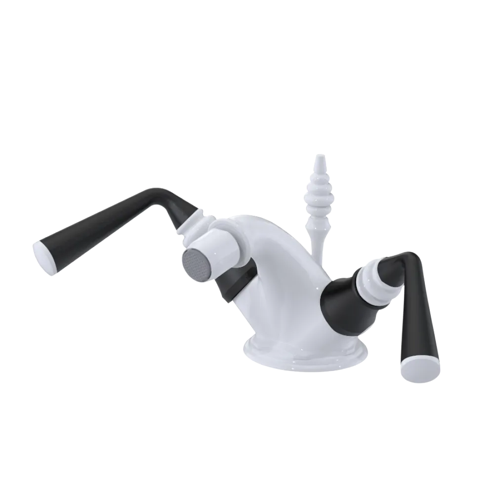 Rubinet Single Hole Dual Handle Bidet Fitting (Less Drain) White