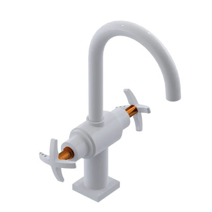 Rubinet Single Hole Dual Handle Lav. Set. (less drain) White