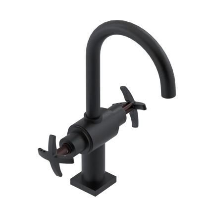 Rubinet Single Hole Dual Handle Lav. Set. (less drain) Matt Black