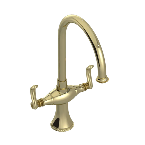 Rubinet Two Handle Single Hole Kitchen Set Gold