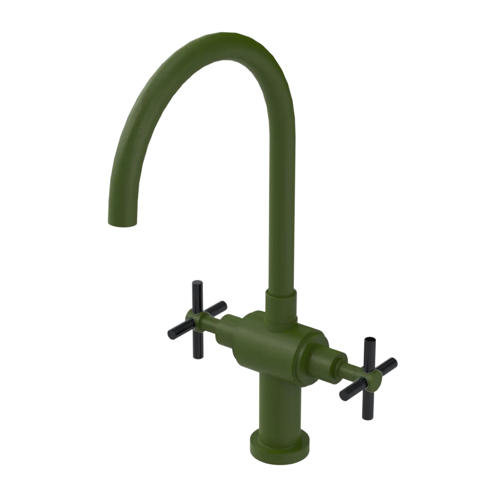 Rubinet Two Handle Single Hole Kitchen Set with LaSalle Spout Green Envy