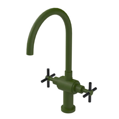 Rubinet Two Handle Single Hole Kitchen Set with LaSalle Spout Green Envy