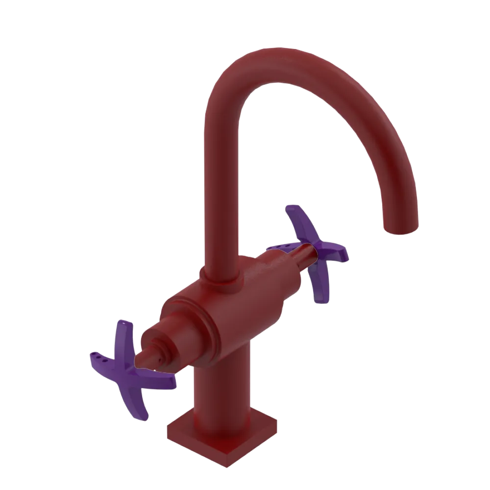 Rubinet Single Hole Dual Handle Lav. Set. (less drain) Maroon