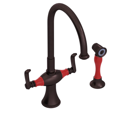 Rubinet Two Handle Single Hole Kitchen Set with Hand Spray Tuscan Brass