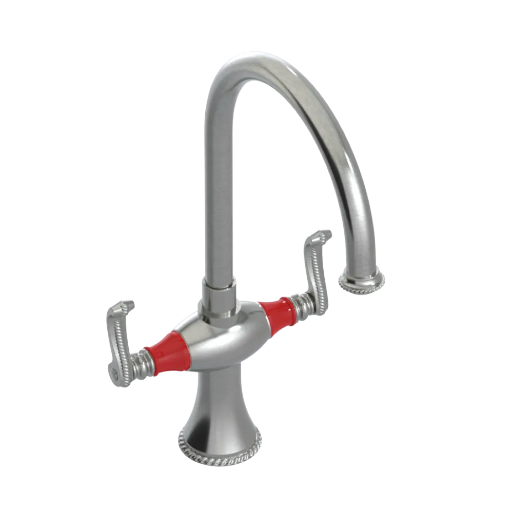 Rubinet Two Handle Single Hole Kitchen Set Satin Nickel