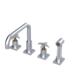 Rubinet Widespread Kitchen Set with Genesis Spout with Hand Spray Satin Chrome