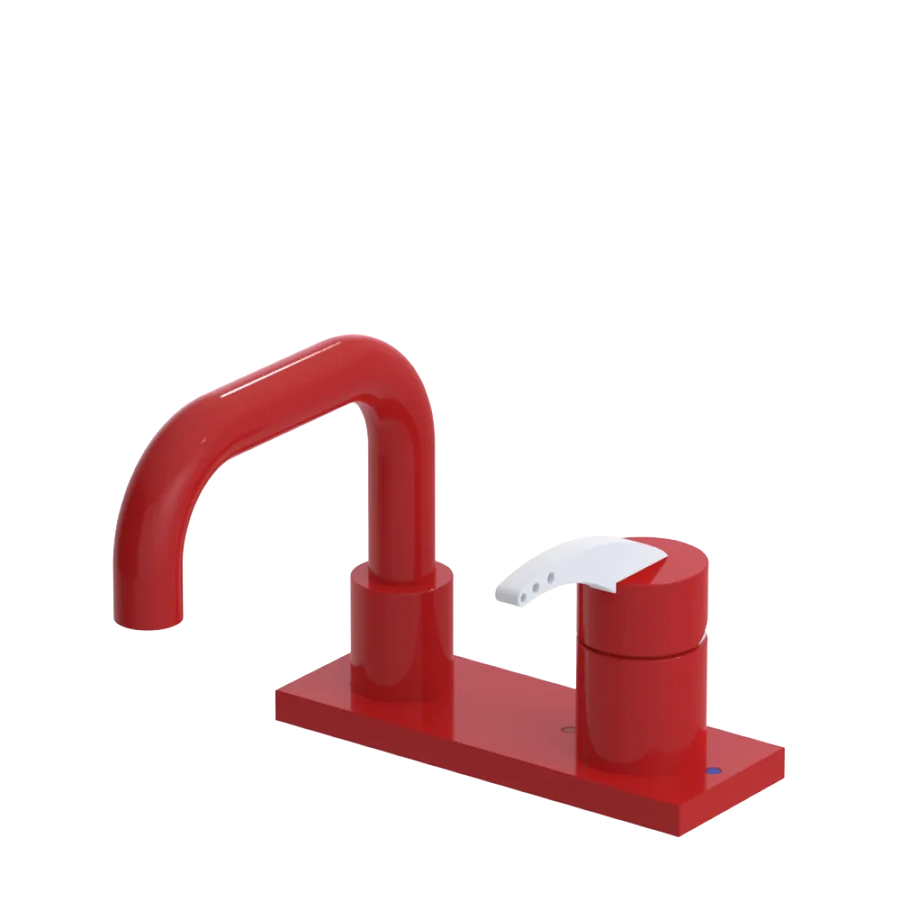 Rubinet 4" Centre Single Control Lav. Set. with Genesis spout (less drain) Red