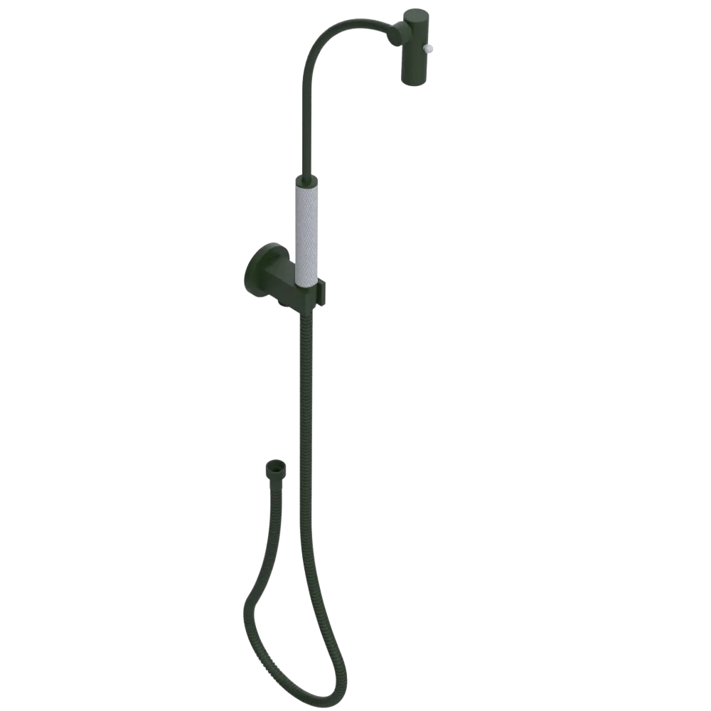 Rubinet Hand Held Shower Bidet with Extended Reach & Dual Function Spray Including Wall Bracket with Supply & Hose (Round) Green Envy