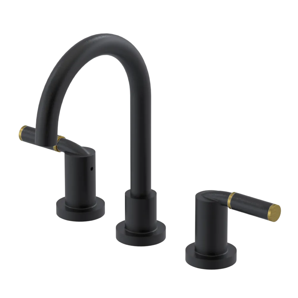 Rubinet Widespread Lav set (less drain) Matt Black