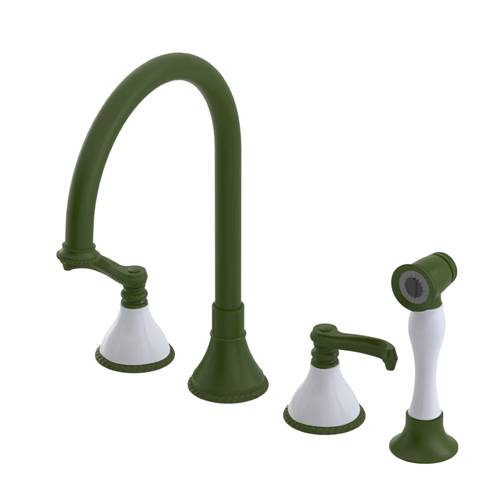 Rubinet Widespread Kitchen Set with Hand Spray Green Envy