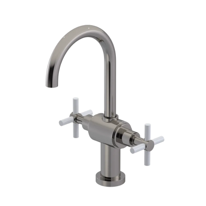 Rubinet Single Hole Dual Handle Lav. Set with LaSalle Spout (less drain) Polished Nickel