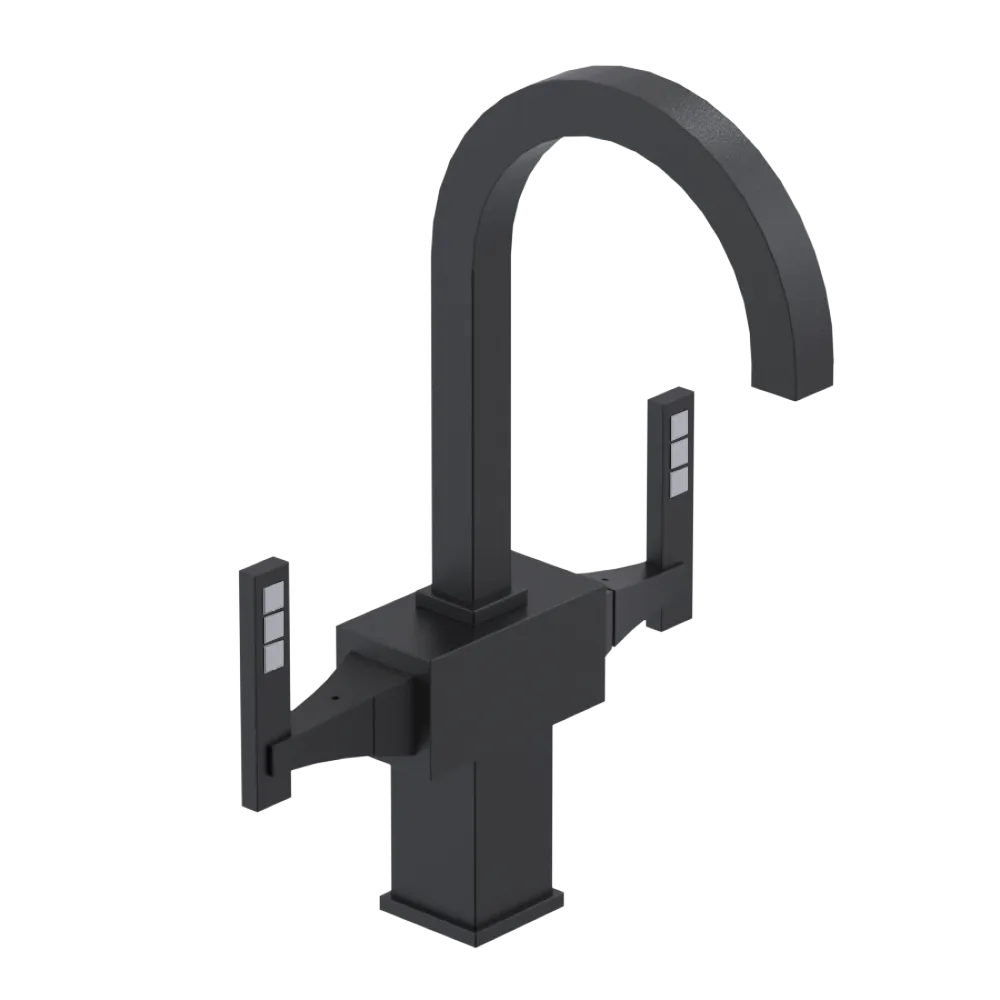 Rubinet Single Hole Dual Handle Lav. Set. (less drain) Matt Black