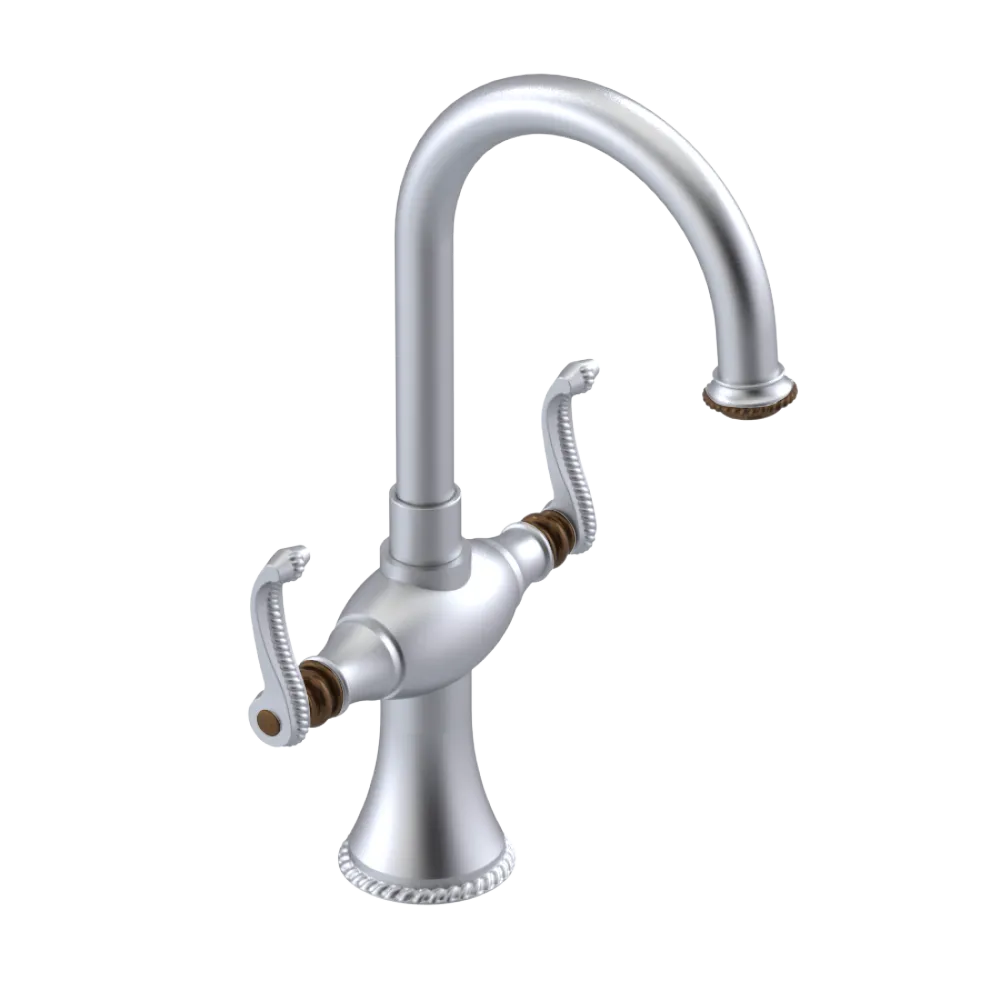 Rubinet Single Hole Dual Handle Lav. Set. (less drain) Satin Chrome
