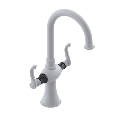 Rubinet Single Hole Dual Handle Lav. Set. (less drain) White