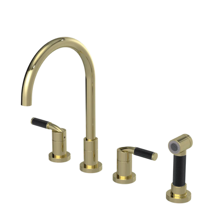 Rubinet Widespread Kitchen Set with Hand Spray Gold