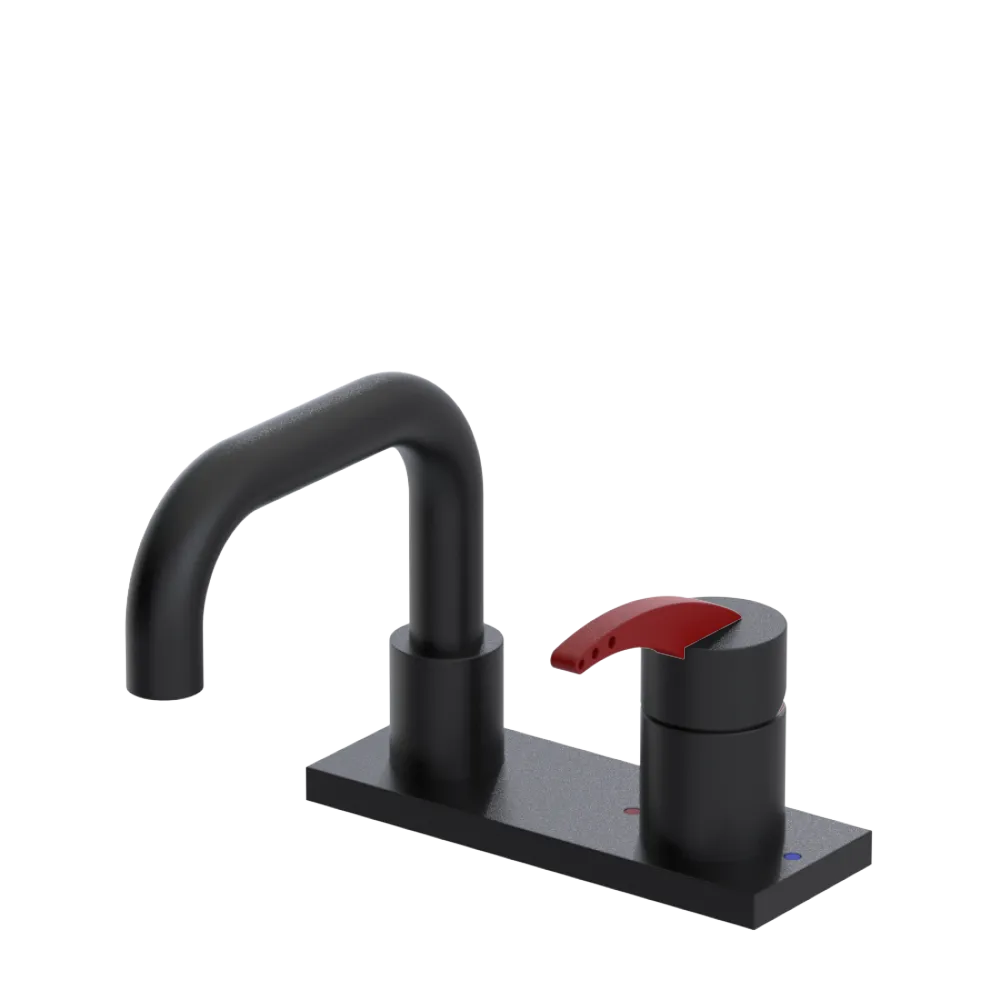 Rubinet 4" Centre Single Control Lav. Set. with Genesis spout (less drain) Matt Black