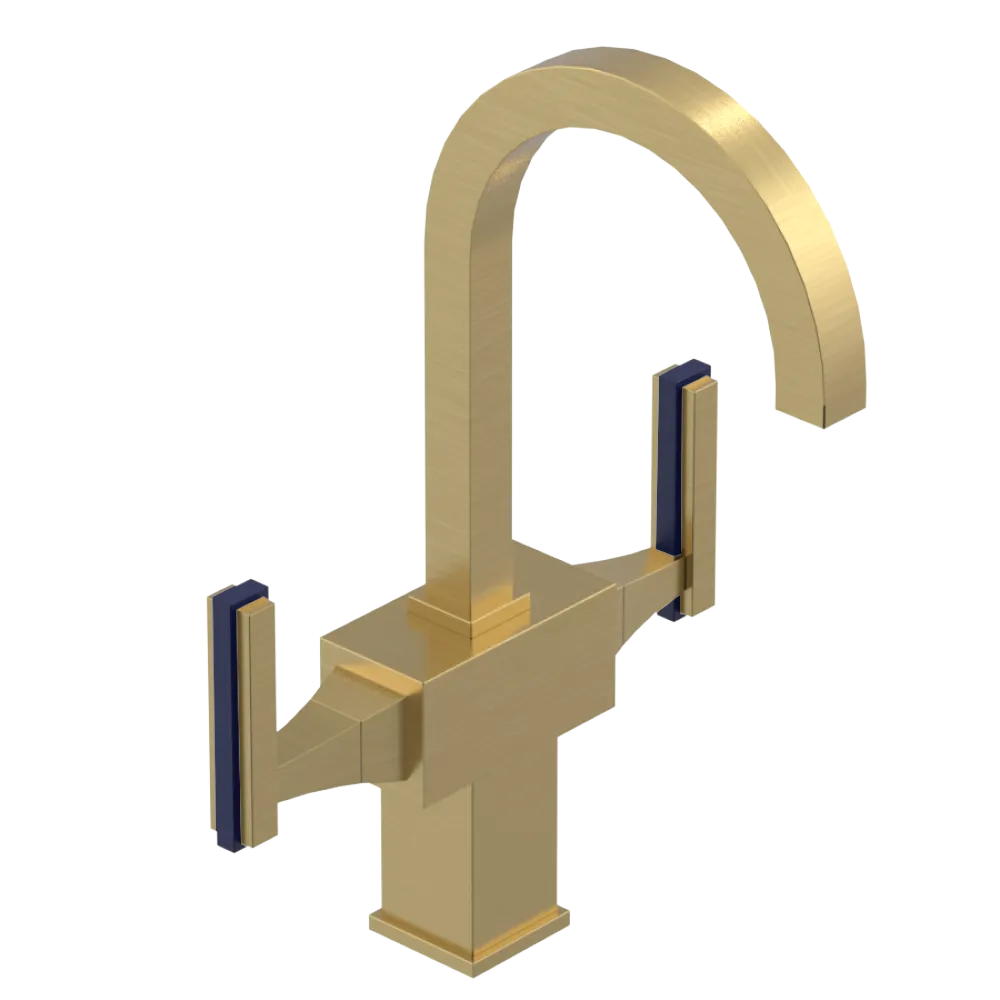 Rubinet Single Hole Dual Handle Lav. Set. (less drain) Satin Gold