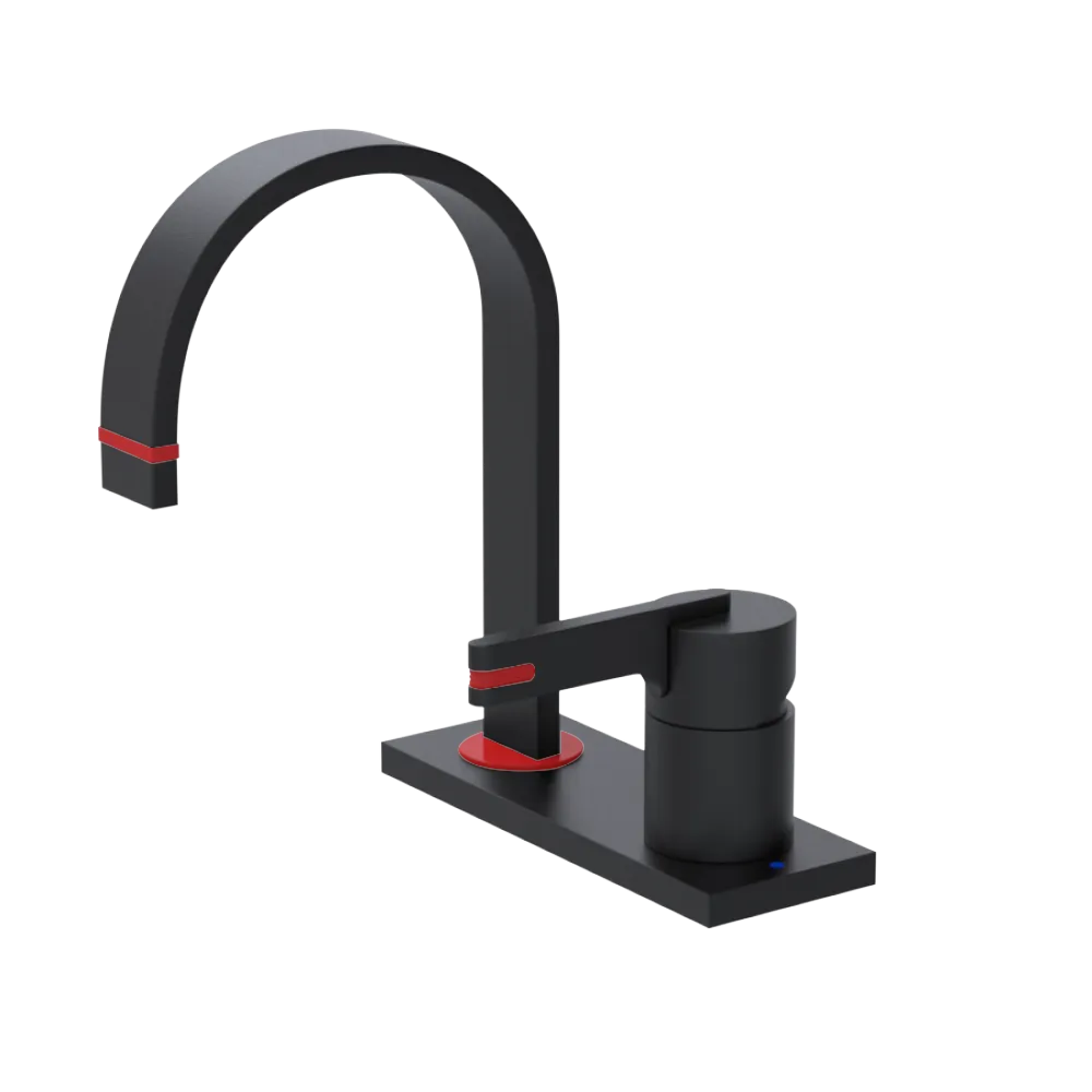 Rubinet 4" Centre Single Control Lav. Set (less drain) Matt Black