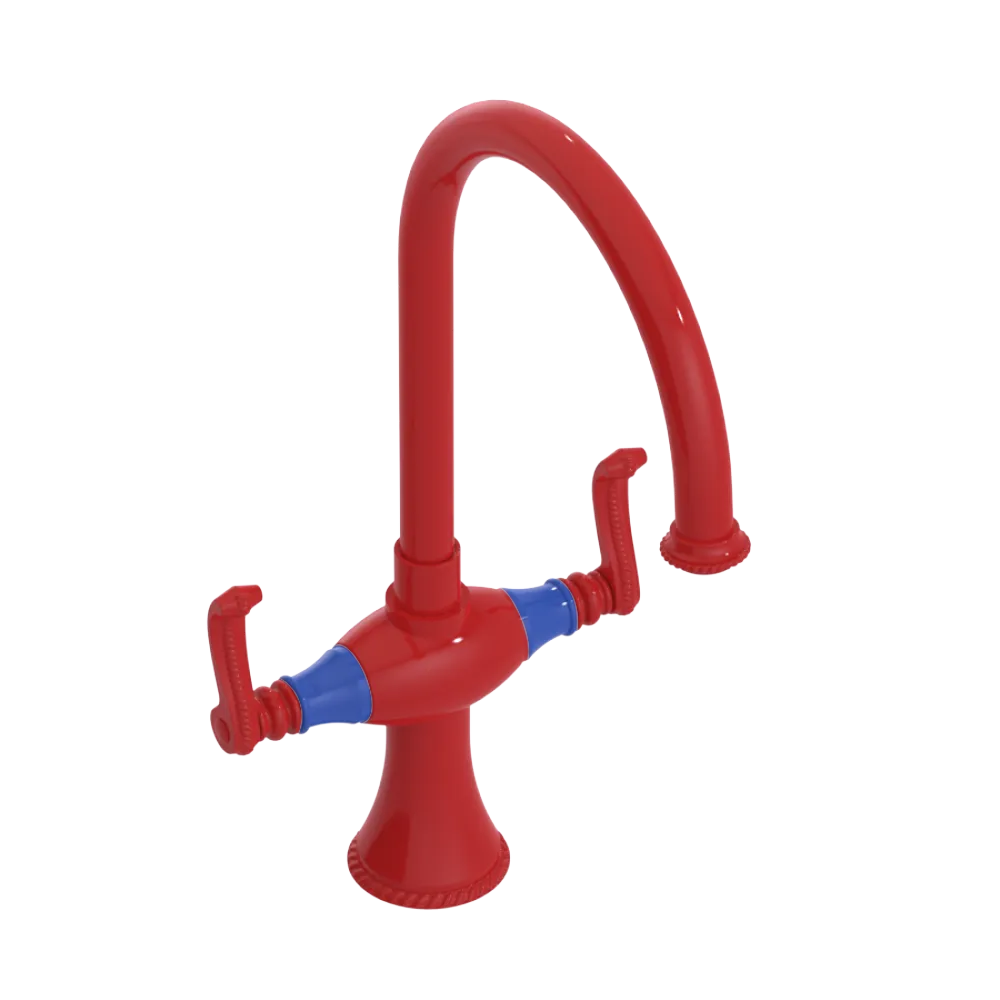 Rubinet Two Handle Single Hole Kitchen Set Red