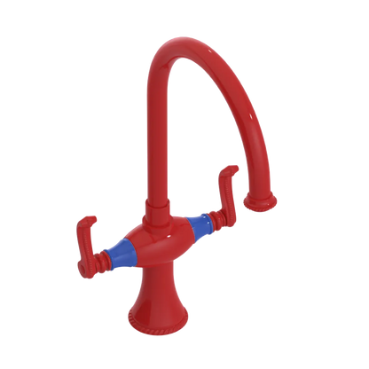 Rubinet Two Handle Single Hole Kitchen Set Red