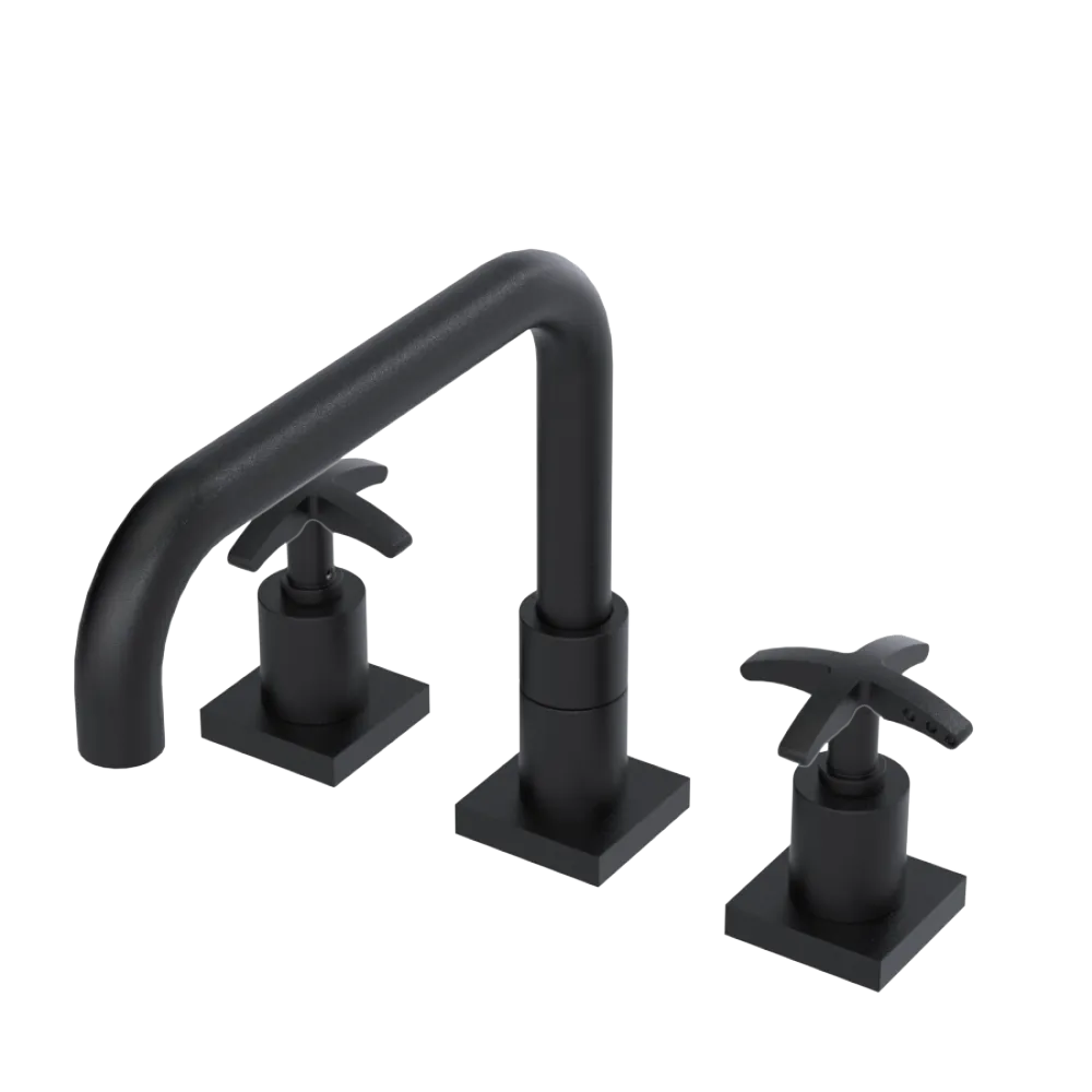 Rubinet Widespread Kitchen Set with Genesis Spout Matt Black