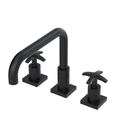 Rubinet Widespread Kitchen Set with Genesis Spout Matt Black