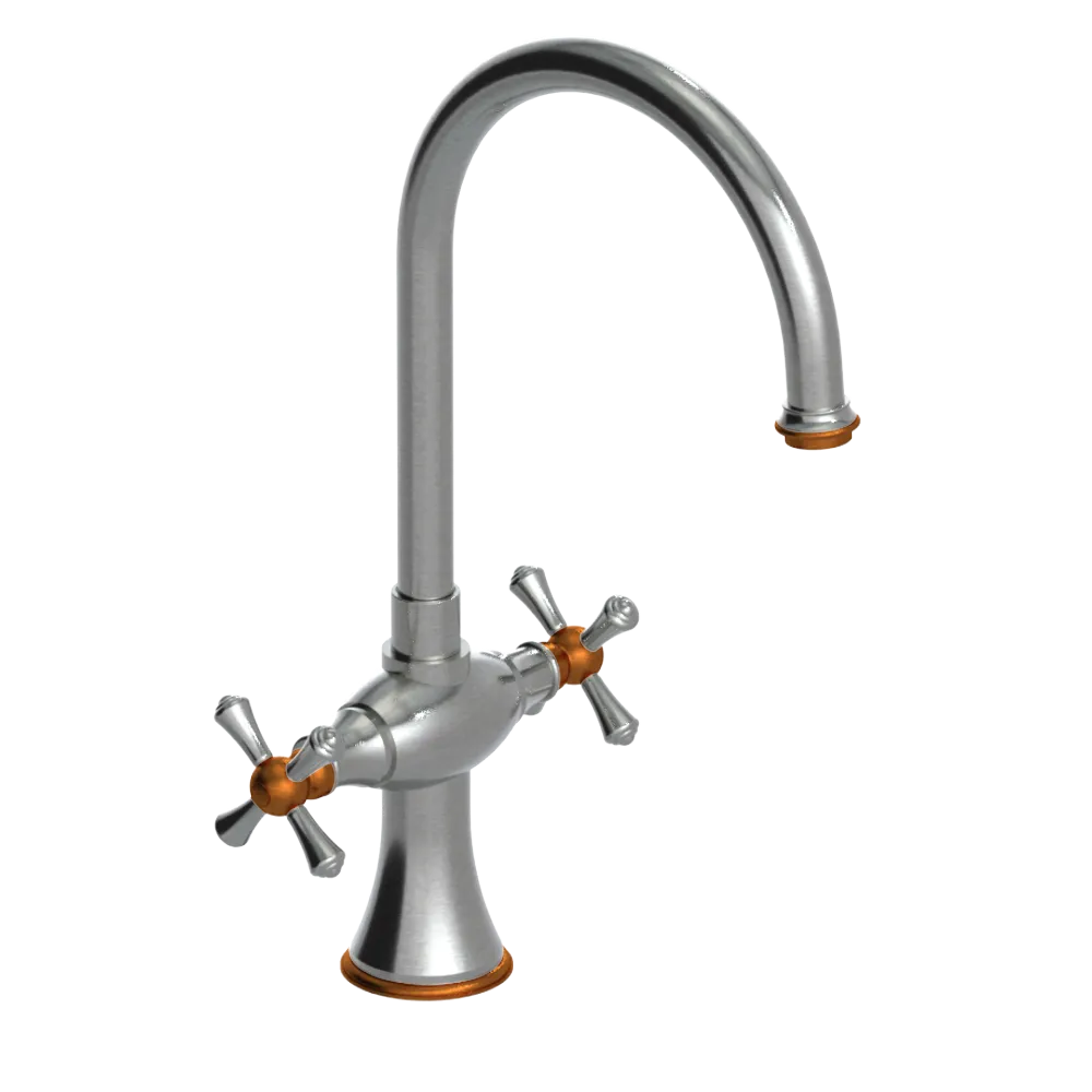 Rubinet Two Handle Single Hole Kitchen Set Satin Nickel