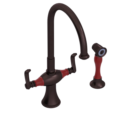 Rubinet Two Handle Single Hole Kitchen Set with Hand Spray Tuscan Brass