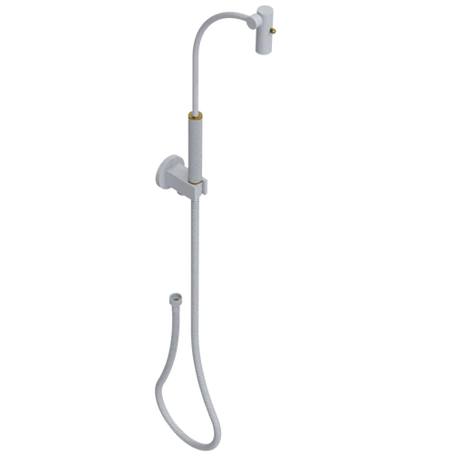 Rubinet Hand Held Shower Bidet with Extended Reach & Dual Function Spray Including Wall Bracket with Supply & Hose (Round) Matt White